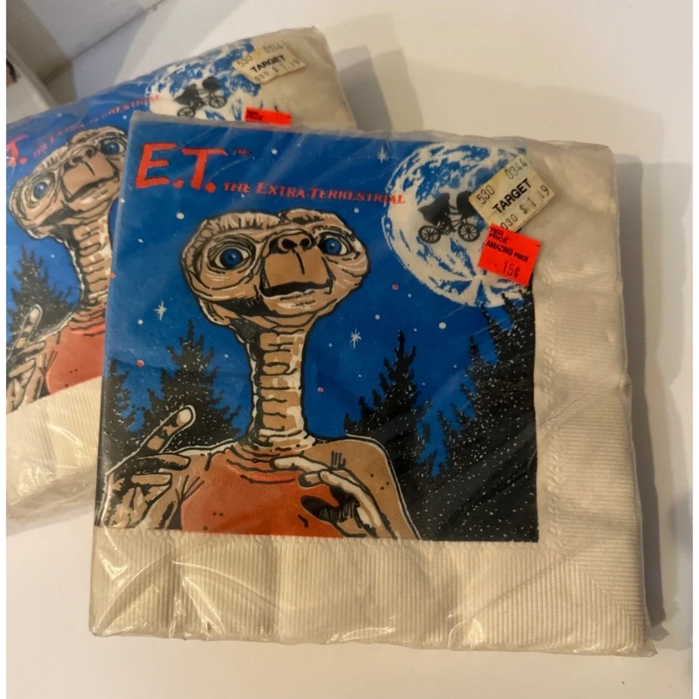 👽 Vintage E.T. Party Supplies Lot Reed 1982 Plates Napkins Table Cover NOS